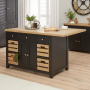 Cheshire Black Painted Oak Kitchen Island with Bar Table Top (4 Seater)