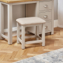 Cotswold Grey Painted Stool with Natural Fabric Seat Pad