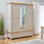 Cotswold Grey Painted Triple 3 Door Wardrobe with Mirror