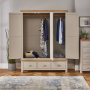 Cotswold Grey Painted Triple 3 Door Wardrobe with Mirror