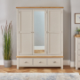 Cotswold Grey Painted Triple 3 Door Wardrobe with Mirror