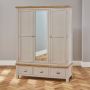 Cotswold Grey Painted Triple 3 Door Wardrobe with Mirror