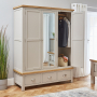 Cotswold Grey Painted Triple 3 Door Wardrobe with Mirror