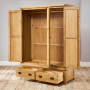 Hereford Rustic Oak 3 Door Triple Wardrobe with Mirror