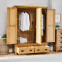 Hereford Rustic Oak 3 Door Triple Wardrobe with Mirror