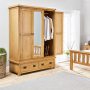 Hereford Rustic Oak 3 Door Triple Wardrobe with Mirror