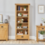 Hereford Rustic Oak Tall Large Bookcase with Drawer