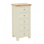 Marbury Cream Painted 5 Drawer Tallboy Narrow Chest