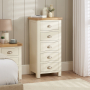 Marbury Cream Painted 5 Drawer Tallboy Narrow Chest