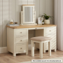 Marbury Cream Painted Dressing Table Stool with Natural Fabric Seat