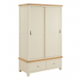 Marbury Cream Painted Double Wardrobe with 2 Sliding Doors & 2 Drawers