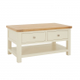 Marbury Cream Painted 2 Drawer Coffee Table with Shelf