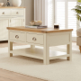 Marbury Cream Painted 2 Drawer Coffee Table with Shelf