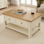 Marbury Cream Painted 2 Drawer Coffee Table with Shelf