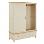 Marbury Cream Painted Large Double Wardrobe with 2 Sliding Doors & 3 Drawers