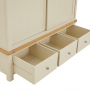 Marbury Cream Painted Large Double Wardrobe with 2 Sliding Doors & 3 Drawers