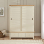 Marbury Cream Painted Large Double Wardrobe with 2 Sliding Doors & 3 Drawers