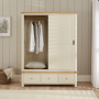 Marbury Cream Painted Large Double Wardrobe with 2 Sliding Doors & 3 Drawers