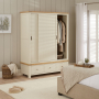 Marbury Cream Painted Large Double Wardrobe with 2 Sliding Doors & 3 Drawers