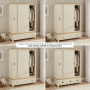 Marbury Cream Painted Large Double Wardrobe with 2 Sliding Doors & 3 Drawers