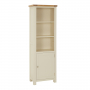 Marbury Cream Painted Tall Narrow Bookcase with 1 Door Cupboard