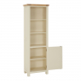 Marbury Cream Painted Tall Narrow Bookcase with 1 Door Cupboard