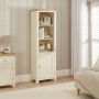 Marbury Cream Painted Tall Narrow Bookcase with 1 Door Cupboard