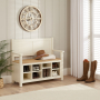 Marbury Cream Painted Monks Hallway Bench with Shoe Storage