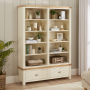 Marbury Cream Painted Grand Double Library Bookcase with 2 Drawers