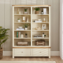 Marbury Cream Painted Grand Double Library Bookcase with 2 Drawers