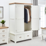 Cheshire White Double 2 Door Wardrobe with 2 Drawers