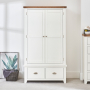 Cheshire White Double 2 Door Wardrobe with 2 Drawers