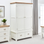 Cheshire White Double 2 Door Wardrobe with 2 Drawers