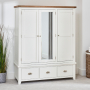 Cheshire White Painted Triple 3 Door Mirrored Wardrobe with 3 Drawers