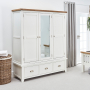 Cheshire White Painted Triple 3 Door Mirrored Wardrobe with 3 Drawers