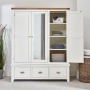 Cheshire White Painted Triple 3 Door Mirrored Wardrobe with 3 Drawers