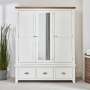 Cheshire White Painted Triple 3 Door Mirrored Wardrobe with 3 Drawers