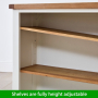 Cheshire White Painted Wide Low Bookcase with 2 Adjustable Shelves