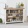 Cheshire White Painted Wide Low Bookcase with 2 Adjustable Shelves