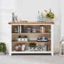 Cheshire White Painted Wide Low Bookcase with 2 Adjustable Shelves