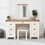 Cheshire White Twin Pedestal Dressing Table Set with Mirror & Stool