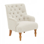 Chatsworth Natural Linen Fabric Button Upholstered Armchair