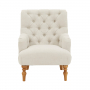 Chatsworth Natural Linen Fabric Button Upholstered Armchair