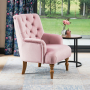 Chatsworth Blush Pink Velvet Button Upholstered Armchair