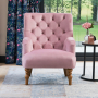 Chatsworth Blush Pink Velvet Button Upholstered Armchair