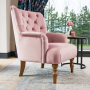 Chatsworth Blush Pink Velvet Button Upholstered Armchair