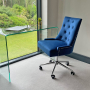 Luxury Blue Velvet Scoop Back Office Chair