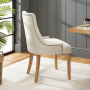 Luxury Natural Linen Fabric Scoop Back Dining Chair – Limed Oak Legs