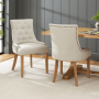 Luxury Natural Linen Fabric Scoop Back Dining Chair – Limed Oak Legs