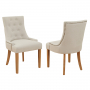 Luxury Natural Linen Fabric Scoop Back Dining Chair – Limed Oak Legs